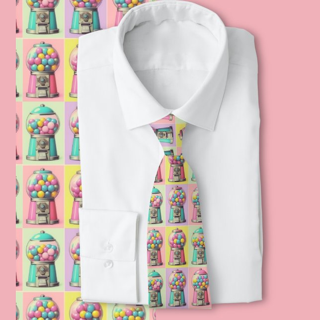 Retro Bubblegum machine  Neck Tie (Vintage bubble gum machines 
)