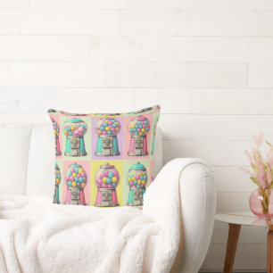 Retro Bubblegum machine  Throw Pillow