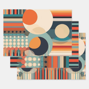 Retro Bubbles Circles and Stripes 338  Wrapping Paper Sheets