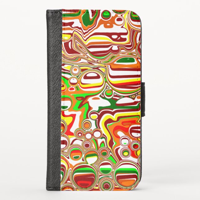 Retro Bubbles Digital Art  iPhone Wallet Case (Front)