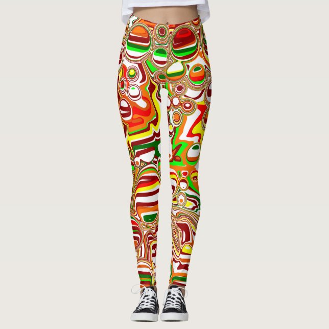 Retro Bubbles Digital Art   Leggings (Front)