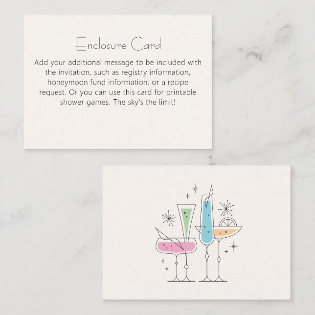 Retro Bubbly Champagne Bridal Shower Enclosure Card (Front/Back)