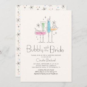 Retro Bubbly Champagne Bridal Shower Invitation