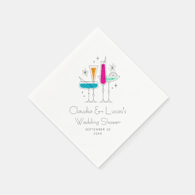 Retro Bubbly Champagne Bridal Shower Napkins (Corner)