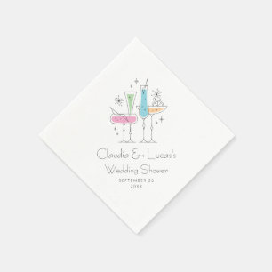 Retro Bubbly Champagne Bridal Shower Napkins