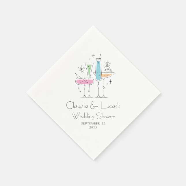Retro Bubbly Champagne Bridal Shower Napkins (Corner)
