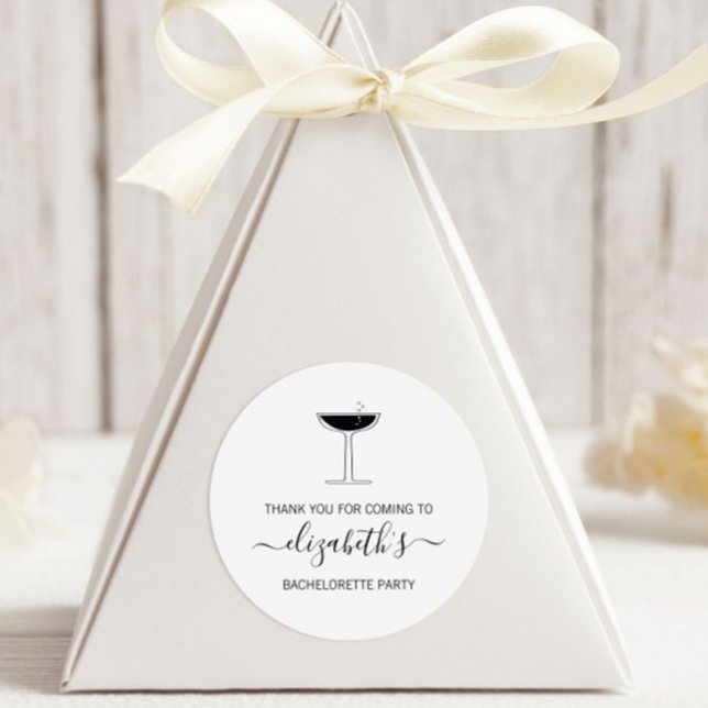 Retro Bubbly Champagne Coupe Glass Bachelorette Classic Round Sticker (Creator Uploaded)