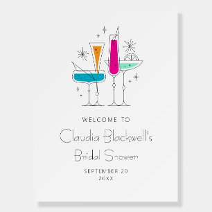 Retro Bubbly Champagne Shower Welcome Sign