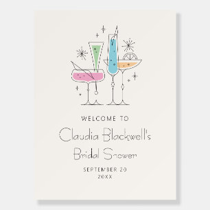 Retro Bubbly Champagne Shower Welcome Sign