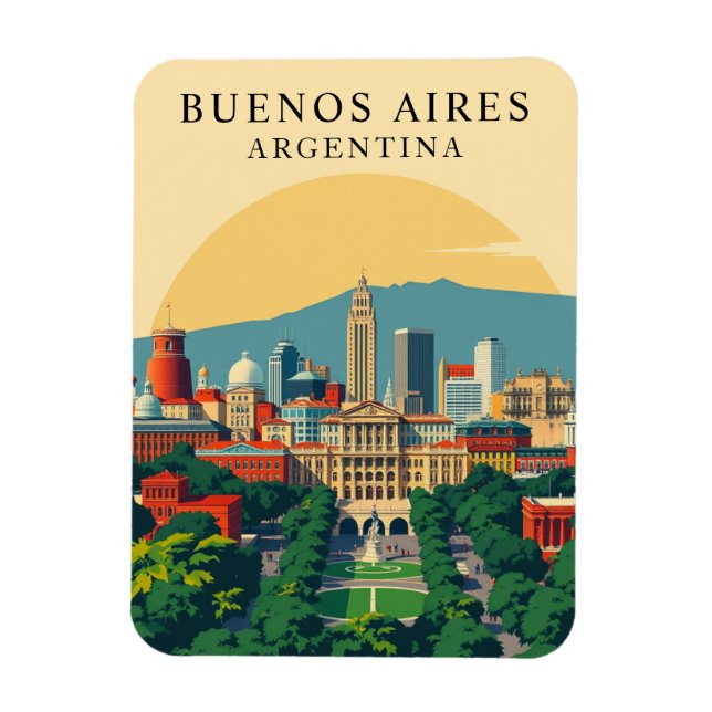  Retro Buenos Aires Argentina Travel Souvenir Magnet (Vertical)