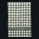 Retro Buffalo Plaid Forest Green Personalized Name Kitchen Towel<br><div class="desc">Personalized Retro Buffalo Plaid Tartan Pattern Forest Green Kitchen Towel</div>