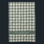 Retro Buffalo Plaid Forest Green Personalized Name Kitchen Towel<br><div class="desc">Personalized Retro Buffalo Plaid Tartan Pattern Forest Green Kitchen Towel</div>