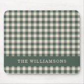 Retro Buffalo Plaid Forest Green Personalized Name Mouse Pad (Front)
