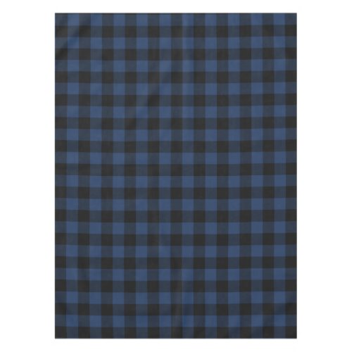 Retro Buffalo Plaid Tartan Pattern Black Navy Blue Tablecloth