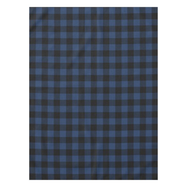 Retro Buffalo Plaid Tartan Pattern Black Navy Blue Tablecloth (Front)