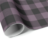 Retro Buffalo Plaid Tartan Pattern Black Purple Wrapping Paper (Roll Corner)