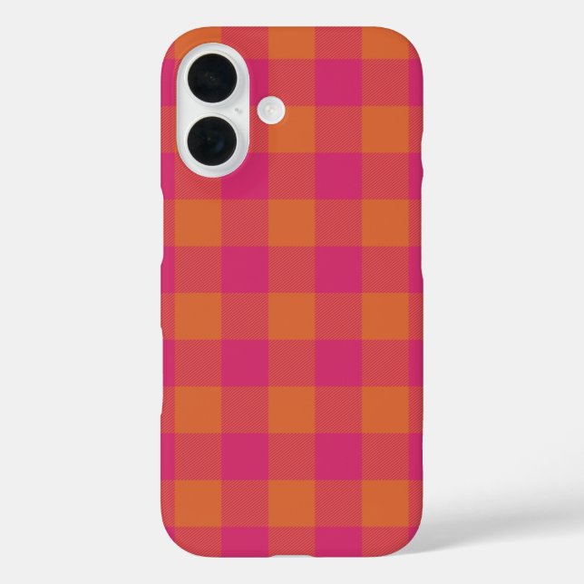 Retro Buffalo Plaid Tartan Pattern Pink and Orange Case-Mate iPhone Case (Back)