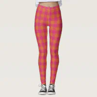 Pretty Pink Retro Geometric 80s style Leggings, Zazzle