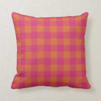 Retro Buffalo Plaid Tartan Pattern Pink and Orange