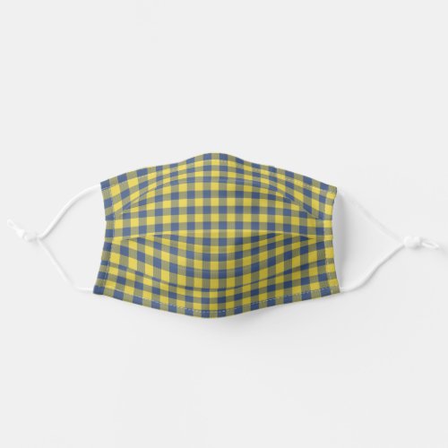 Retro Buffalo Plaid Tartan Pattern Yellow Blue  Adult Cloth Face Mask