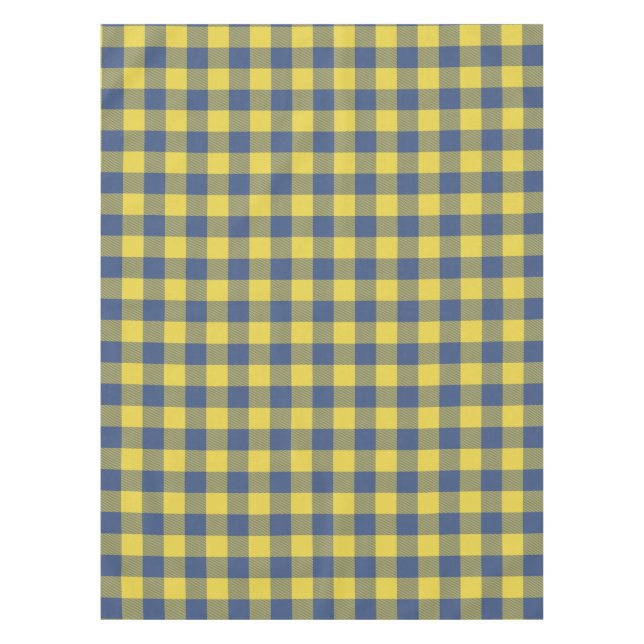 Retro Buffalo Plaid Tartan Pattern Yellow Blue  Tablecloth (Front)
