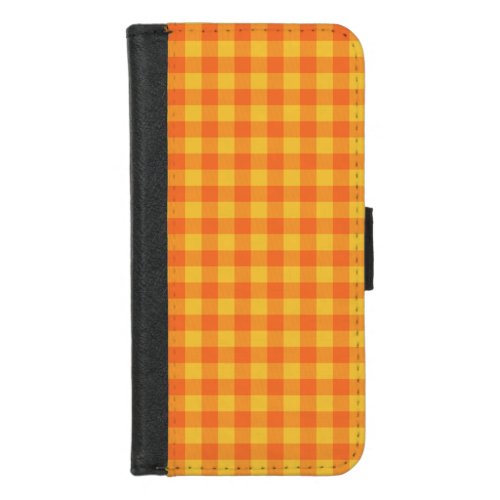 Retro Buffalo Plaid Tartan Pattern Yellow Orange  iPhone 87 Wallet Case