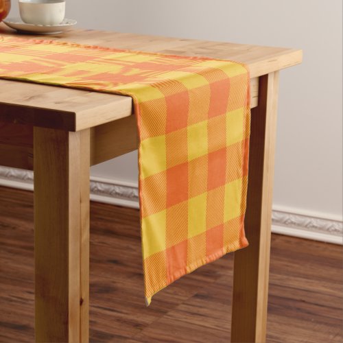 Retro Buffalo Plaid Tartan Pattern Yellow Orange Short Table Runner