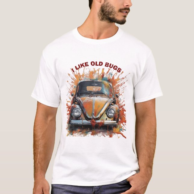 Retro Bug – Vintage Car Splash Art T-Shirt (Front)