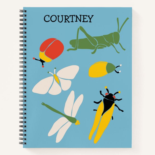 Retro Bugs Insects Illustrations Personalized Notebook (Front)