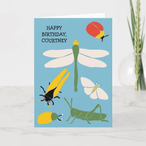 Retro Bugs Personalized Custom Birthday Card