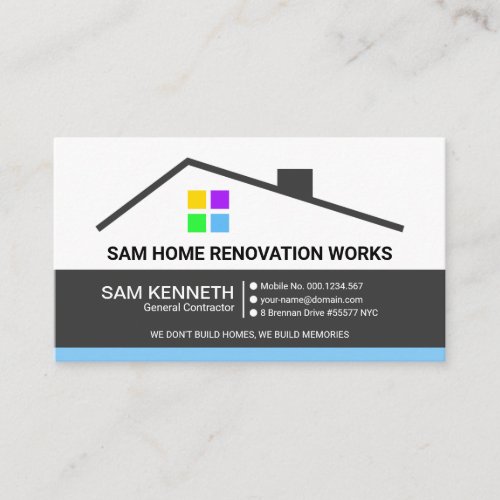 Retro Building Rooftop Home Repair Construction Business Card