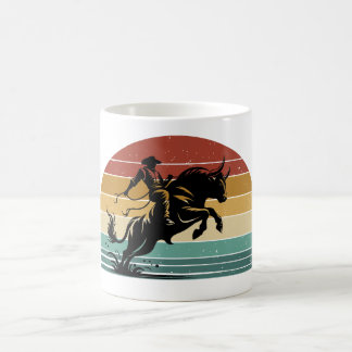 Retro Bull Riding Sunset Western Art Color Morph Mug