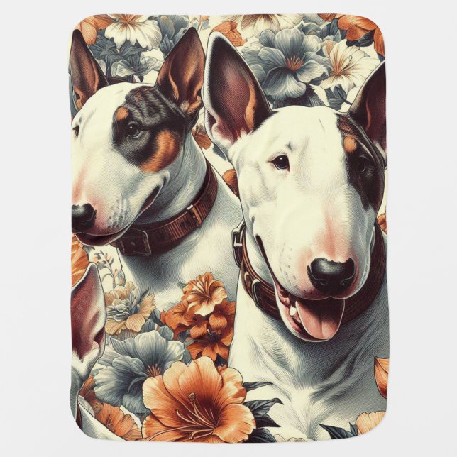 Retro Bull Terrier Seamless Painting Baby Blanket (Front)
