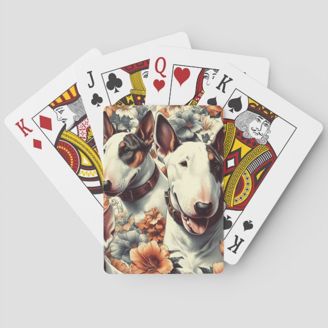 Retro Bull Terrier Seamless Painting Poker Cards (Back)