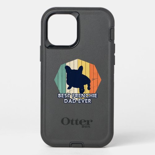 Retro Bulldog Best Frenchie Dad Ever Funny OtterBox Defender iPhone 12 Case