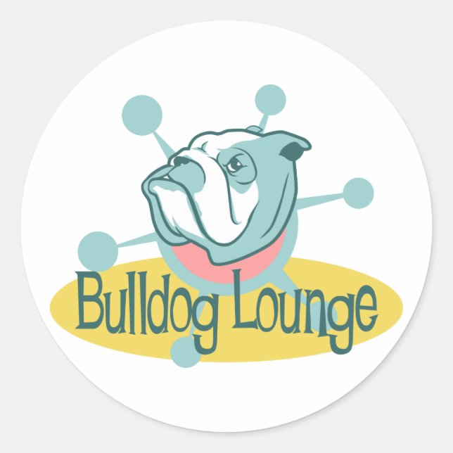 Retro Bulldog Lounge Classic Round Sticker (Front)