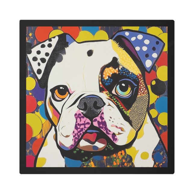 Retro Bulldog Vibes Metal Print (Front)