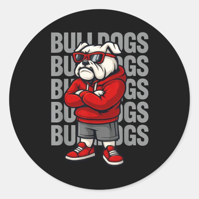 Retro Bulldogs Gift For Men Women Boys Girls Kids  Classic Round Sticker (Front)