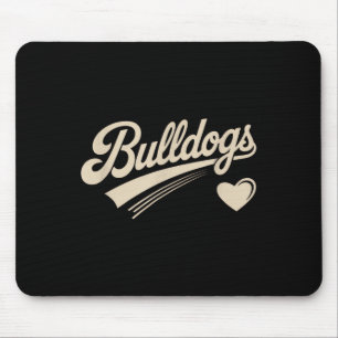 Retro Bulldogs Vintage Heart For Men Women Kids Mouse Pad