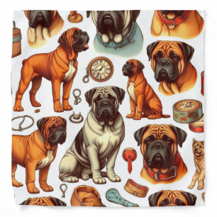 Retro Bullmastiff Seamless Bandana