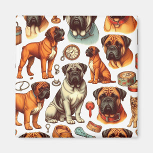 Retro Bullmastiff Seamless Magnet
