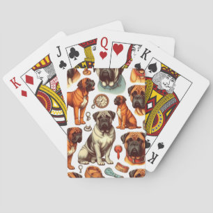 Retro Bullmastiff Seamless Poker Cards