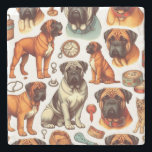 Retro Bullmastiff Seamless Stone Coaster<br><div class="desc">Retro Bullmastiff Seamless</div>