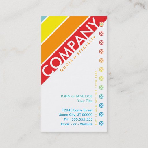 Customizable retro bullseye punchcard (buy 11 get 1 free) business card template