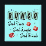 Retro Bunco Magnet<br><div class="desc">Retro Bunco design with red dice.  Design includes 50's retro colors.  Good friends,  good times and good laughs makes a great prize or gift.</div>