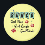 Retro Bunco Magnet<br><div class="desc">Retro Bunco design with red dice.  Design includes 50's retro colors.  Good friends,  good times and good laughs makes a great prize or gift.</div>