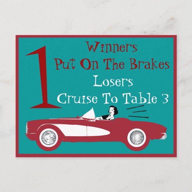 Retro Bunco Red Convertible Table Card #1 (Front)