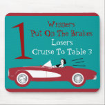 Retro Bunco Red Convertible Table Card #1 Dice Mou Mouse Pad<br><div class="desc">Retro and Vintage Red Convertible Bunco table card designed by Artinspired. Retro colored design features a retro women driving around in a red vintage convertible car. Fun and clever table card is a great addition for your game night or a Bunco or Bunko event. For fun have everyone in your...</div>
