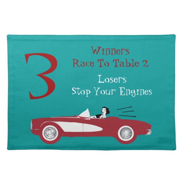 Retro Bunco Red Convertible Table Card #3 Dice Cloth Placemat (Front)