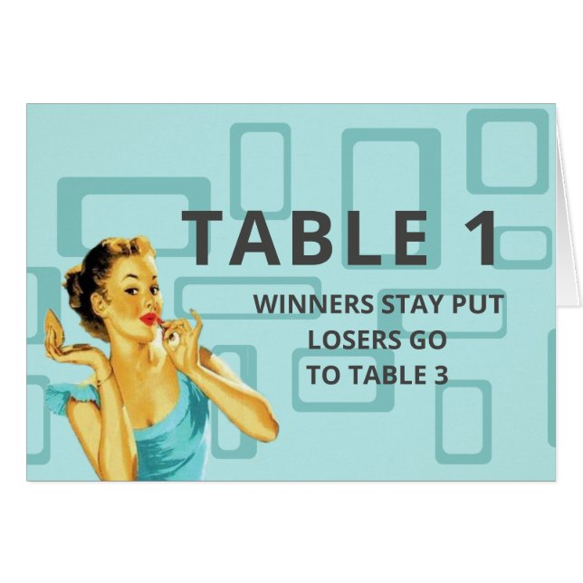 Retro Bunco Table Card For Table 1 (Front Horizontal)